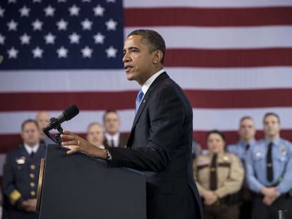 El presidente de EE UU durante su discurso en Minneapolis.