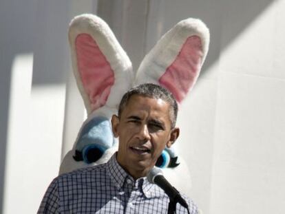 Obama durante el discurso del 'Easter Egg' (Huevo de Pascua).