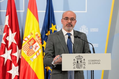 Francisco Martín, en su comparecencia en la sede de la Delegación del Gobierno en Madrid tras ser imputado por el juez Juan Carlos Peinado.