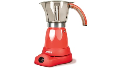 La cafetera italiana Jocca dispone de base eléctrica y capacidad para unas seis tazas.