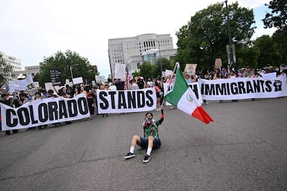 Protesta en el centro de Denver, el 10 de junio de 2025.