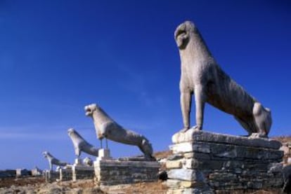 Terraza de los leones, en Delos.