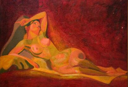'Composition rouge, nu de femme' ('Composición roja, mujer desnuda'), pintado en 1945-46 por Luis Fernández.