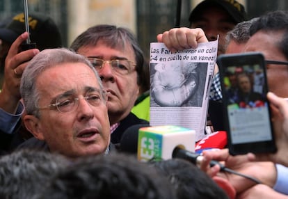 Colombia's former president Álvaro Uribe after casting his vote.