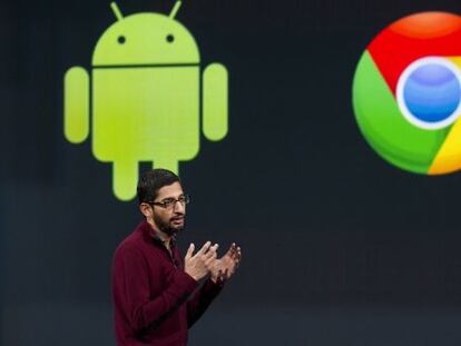 Sundar Pichai, vicepresidente de Android, en la conferencia.