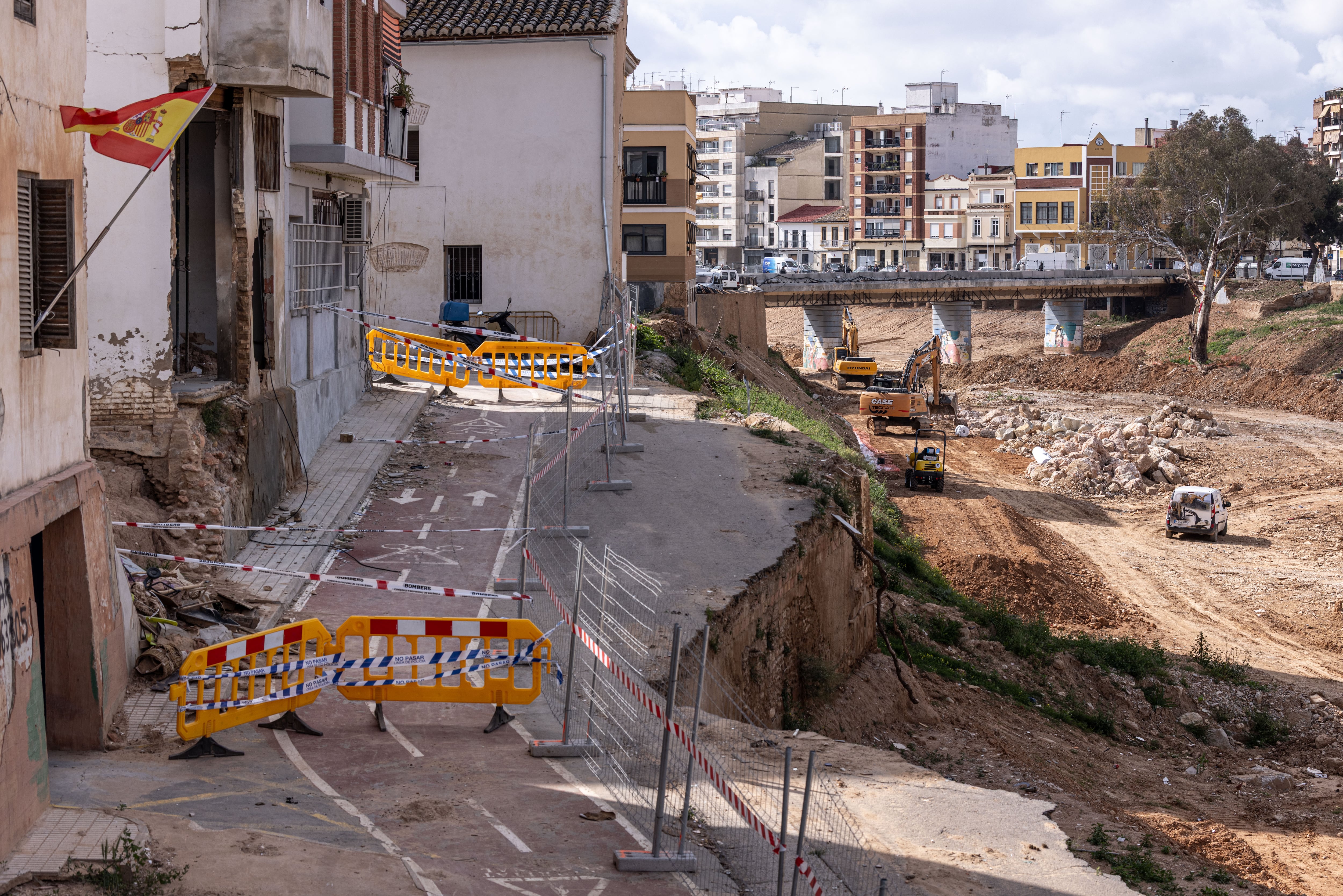 Obras en el barranco del Poyo en Picanya, en aun imagen del pasado mes de abril. 