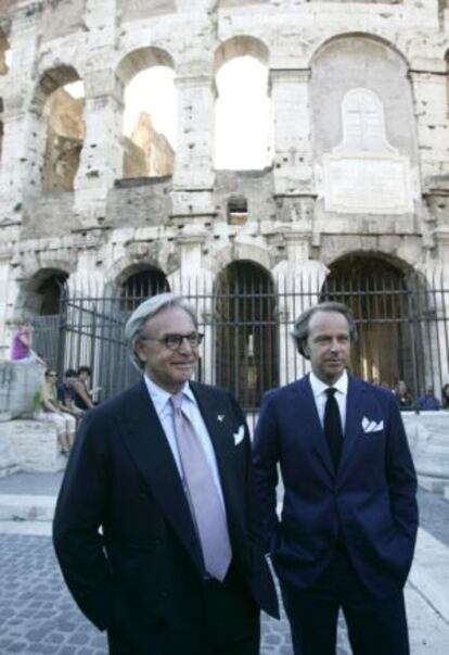 Los magnates Diego y Andrea Della Valle, dueños de Tod's, ante el Coliseo.