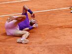 Tennis - ATP Masters 1000 - Italian Open - Foro Italico, Rome, Italy - May 14, 2021 Spain's Rafael Nadal reacts after falling during his quarter final match against Germany's Alexander Zverev REUTERS/Guglielmo Mangiapane