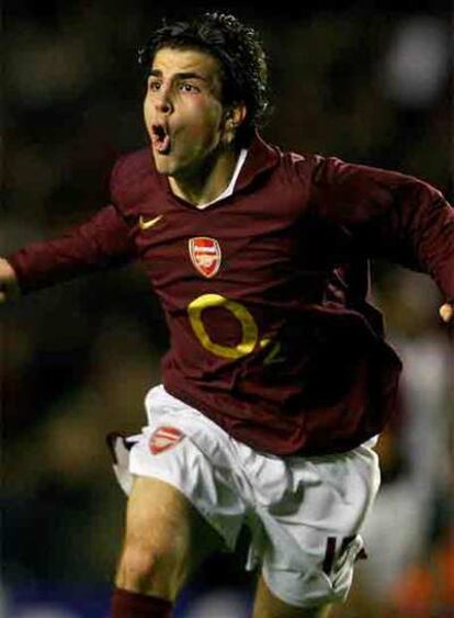 Cesc celebra un gol con el Arsenal al Juventus en la Liga de Campeones.