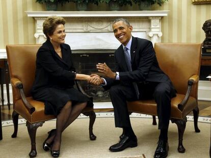 Dilma Rousseff y Baracl Obama, en el Despacho Oval de la CAsa Blanca, el pasado martes. 