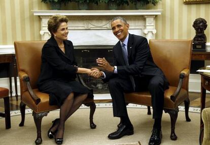 Dilma e Obama na Casa Branca.