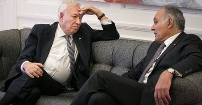 José Manuel García-Margallo i Mezouar Salaheddine, ministre d'Exteriors del Marroc, aquest dilluns a Barcelona.