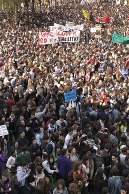 Manifestación en Barcelona contra los recortes.