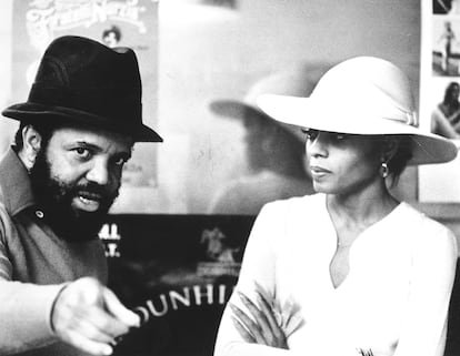 Berry Gordy with singer Diana Ross, circa 1975. 