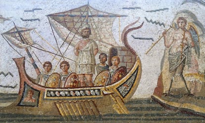 Ulises y las sirenas, mosaico romano conservado en el Museo del Bardo.