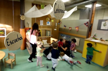 Un aula de una escuela infantil municipal dependiente del Ayuntamiento de Madrid.