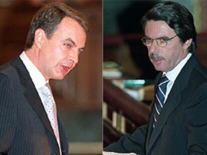 José Luis Rodríguez Zapatero y José María Aznar, durante sus intervenciones en el pleno.