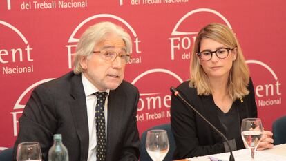 Josep Sánchez Llibre, presidente de Foment, y Elsa Artadi, en una imagen de archivo.