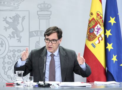 El ministro de Sanidad, Salvador Illa, comparece en la rueda de prensa posterior al Consejo de Ministros.