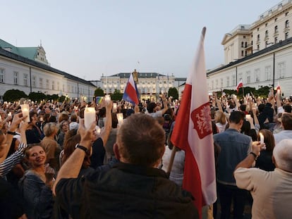 Manifestaci&oacute;n en Varsovia contra el Gobierno populista polaco.
