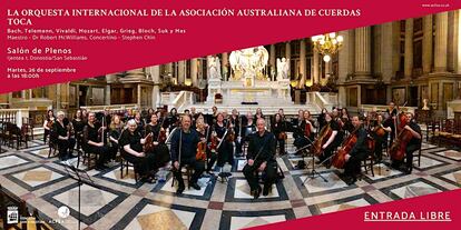 Cartel de otra actuación de la Orquesta Internacional de la Asociación Australiana de Cuerdas.