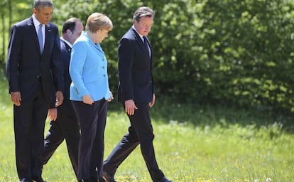 Obama, Hollande, Merkel e Cameron no encontro do G7.