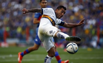 Carlos Tévez, en el partido contra Tigre