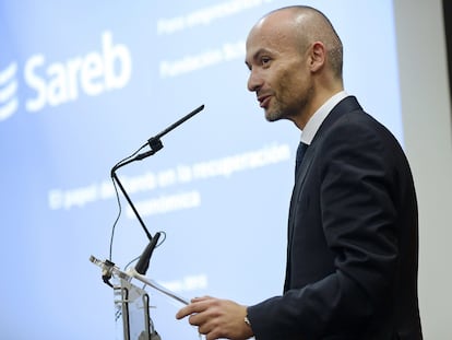 Óscar García Maceiras, durante una conferencia en 2015, cuando trabajaba en la Sareb.