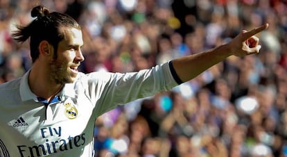 Bale celebra uno de sus goles contra el Leganés.