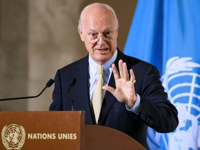 El enviado especial de la ONU para Siria, Staffan de Mistura, este jueves en Ginebra (Suiza). 
