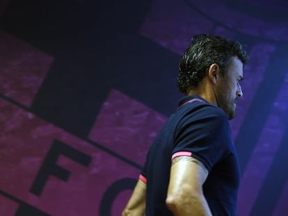 Luis Enrique, tras la conferencia de prensa de ayer.