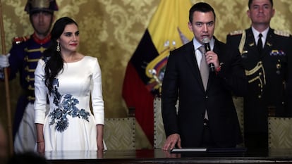 Verónica Abad y Daniel Noboa en Quito, en noviembre de 2023.