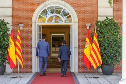 Pedro Sánchez y Pere Aragonès, el pasado 29 de junio en La Moncloa, Madrid.