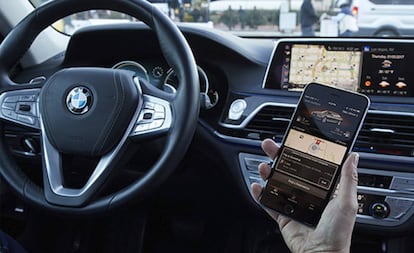 Una aplicación de coche conectado de BMW.