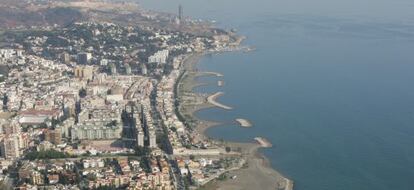Vista aérea de la zona de Pedregalejo, a las afueras de Málaga.