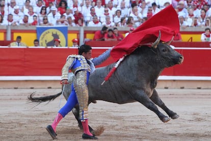 Alberto Aguilar, ayer en la Feria de San Fermín.