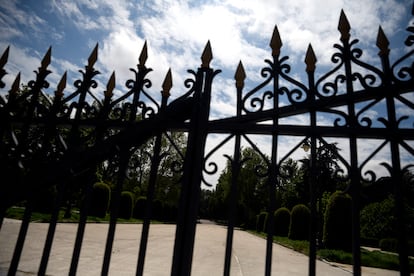 The closed gate to El Retiro park in Madrid.