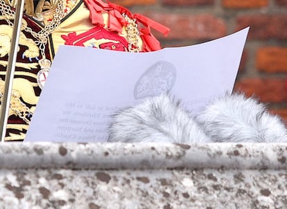 Detalle del comunicado leído desde el balcón del palacio de Saint James por el Rey de Armas de la Jarretera. 
