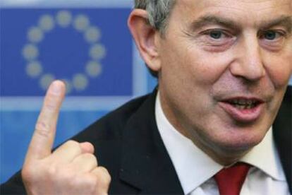 Tony Blair, durante una rueda de prensa en el Parlamento Europeo, en Estrasburgo.