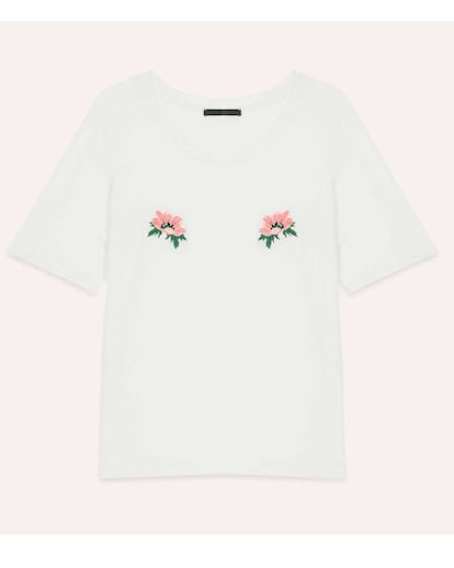 Maje está detrás de esta camiseta con bordados de flores (89 euros).