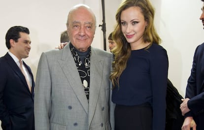 Mohamed Al Fayed y su hija Camilla, en la Semana de la Moda de Londres en 2014.