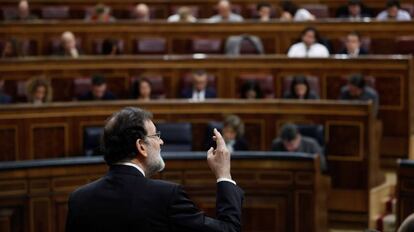 El presidente del Gobierno, Mariano Rajoy, durante la sesión de control al Ejecutivo celebrada el pasado 21 de febrero en el Congreso de los Diputados.