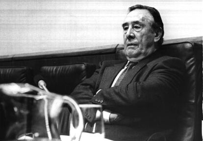 Joseba Leizaola, en 1994 tras ser reelegido presidente del Parlamento vasco.