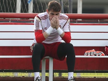 Casillas en un entrenamiento el pasado junio.