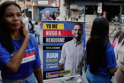 A campaign poster for Juan Requesens, candidate for governor of Miranda state, May 15.