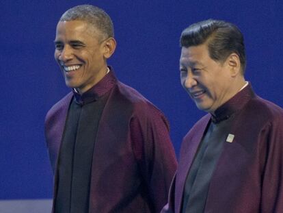 Barack Obama y Xi Jinping, el lunes en la cumbre de Asia-Pac&iacute;fico