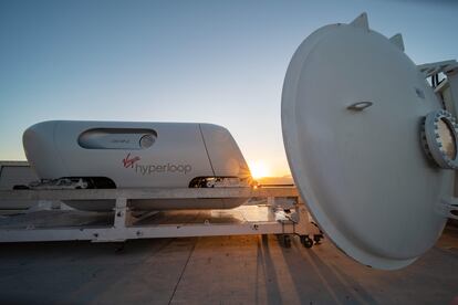 El XP-2 diseñado por Virgin Hyperloop antes de la prueba de velocidad en Las Vegas (Nevada).