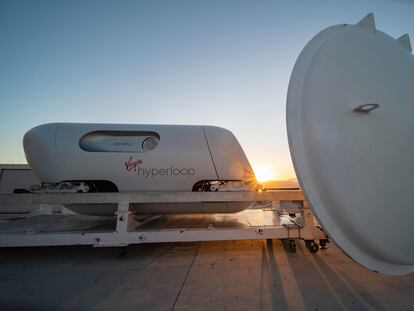 El XP-2 diseñado por Virgin Hyperloop antes de la prueba de velocidad en Las Vegas (Nevada).