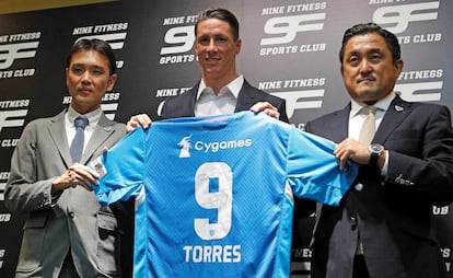 Fernando Torres, tras fichar por el equipo japonés Sagan Tosu, en julio de 2018.