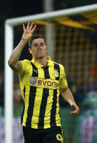 Lewandowski, ante el Madrid el año pasado en Champions.